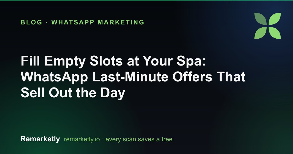 Fill Empty Slots at Your Spa: WhatsApp Last-Minute Offers That Sell Out the Day