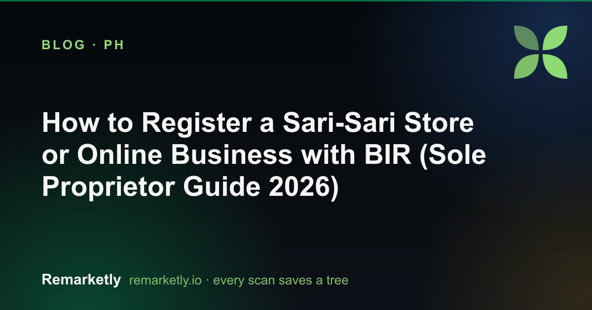 How to Register a Sari-Sari Store or Online Business with BIR (Sole Proprietor Guide 2026)